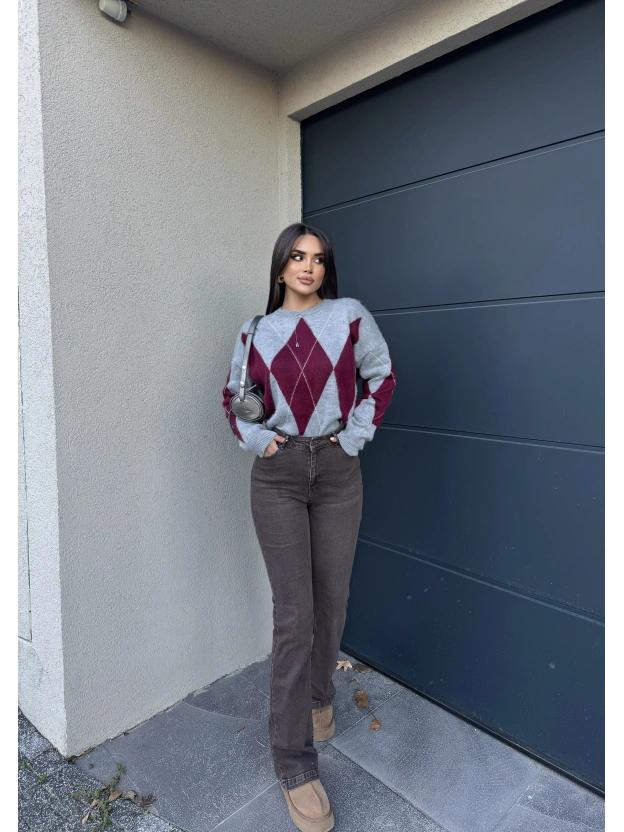 Kahverengi Yıkamalı İspanyol Paça Pantolon