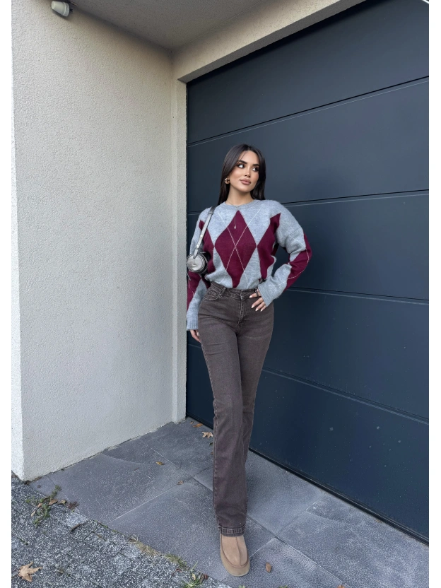 Kahverengi Yıkamalı İspanyol Paça Pantolon