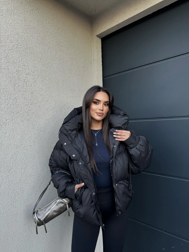 Siyah Oversize Premium Şişme Mont