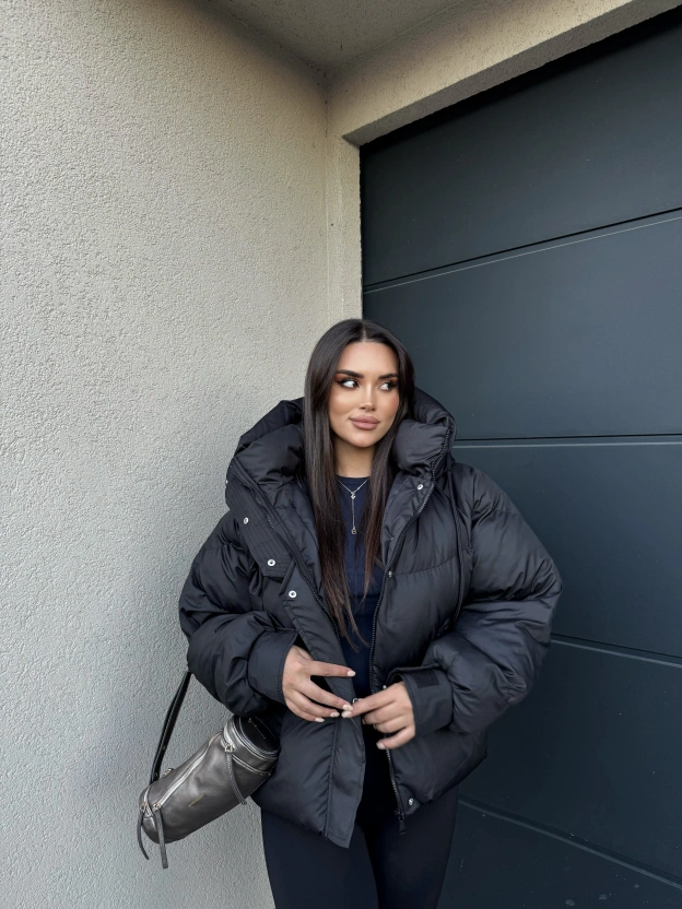 Siyah Oversize Premium Şişme Mont