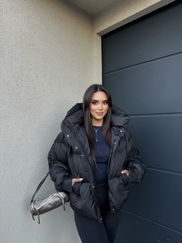 Siyah Oversize Premium Şişme Mont