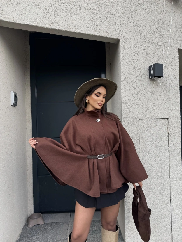 Kahverengi Kemerli Kaşe Panço