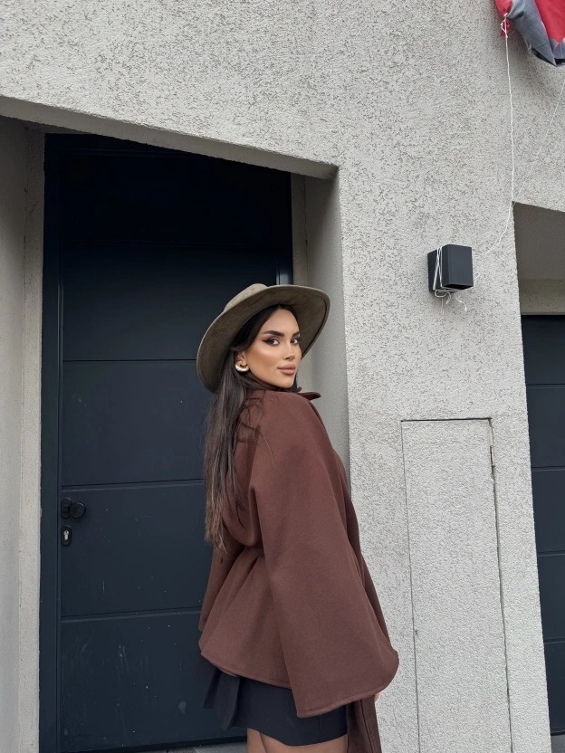 Kahverengi Kemerli Kaşe Panço