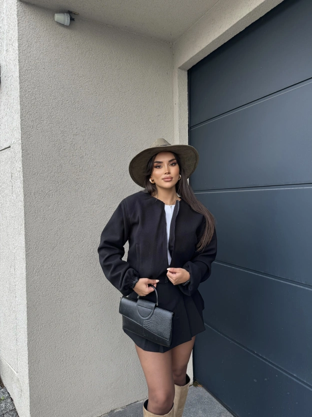 Siyah Kolej Kaşe Ceket