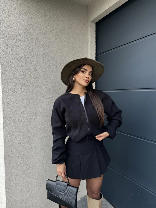 Siyah Kolej Kaşe Ceket