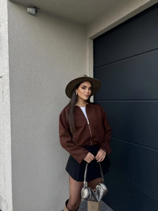 Kahverengi Kolej Kaşe Ceket