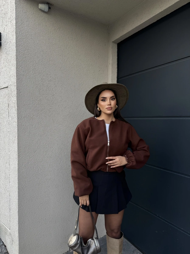 Kahverengi Kolej Kaşe Ceket