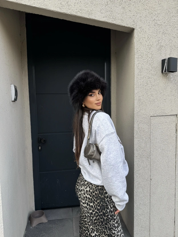 Gri Nakışlı Oversize Sweatshırt