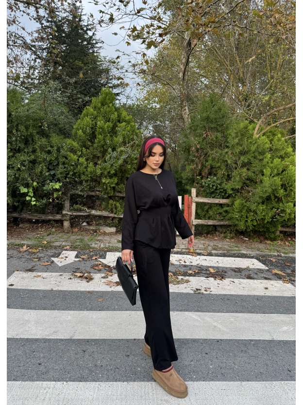 Siyah Modal Pileli Salaş Takım