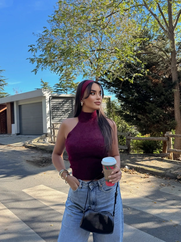 Mürdüm  Balıkçı Yaka Yumoş Triko Bluz