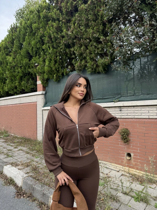 Kahverengi Zra Model Eşofman Takımı