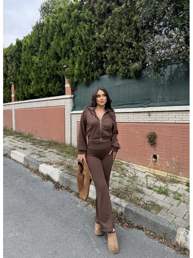 Kahverengi Zra Model Eşofman Takımı