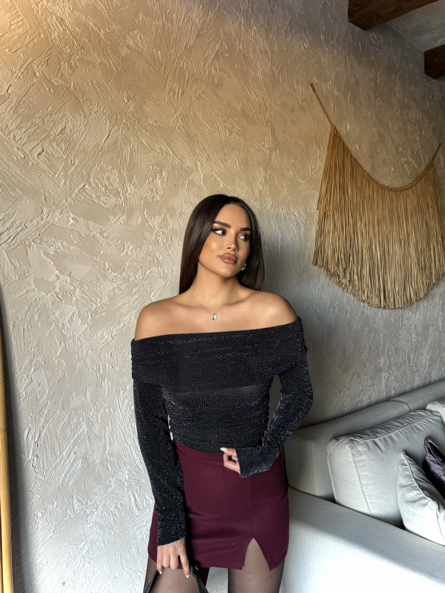 Bordo Yırtmaçlı Kaşe Etek