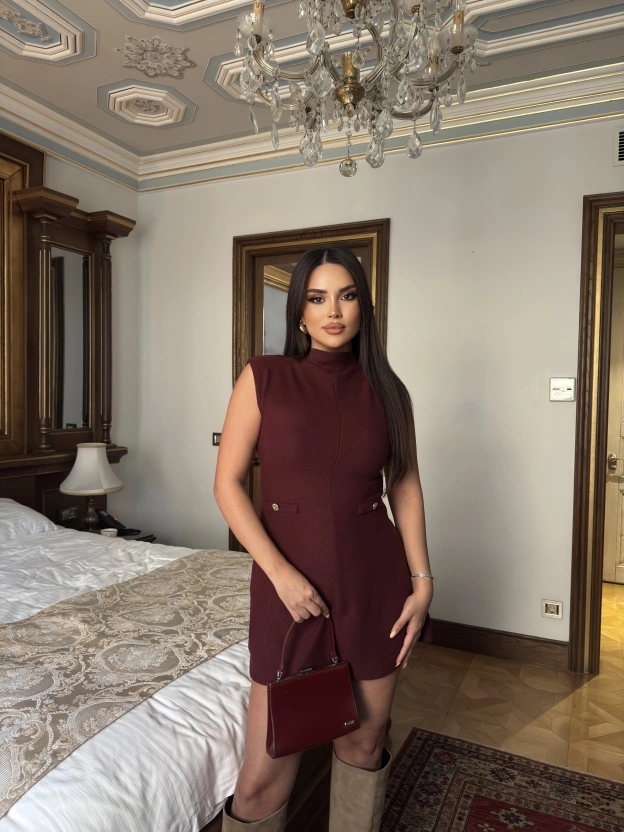 Bordo Yumoş Triko Elbise