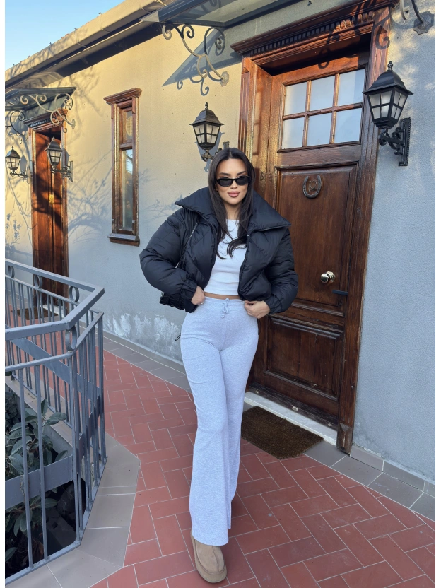 Gri Bağcıklı Tayt Pantolon