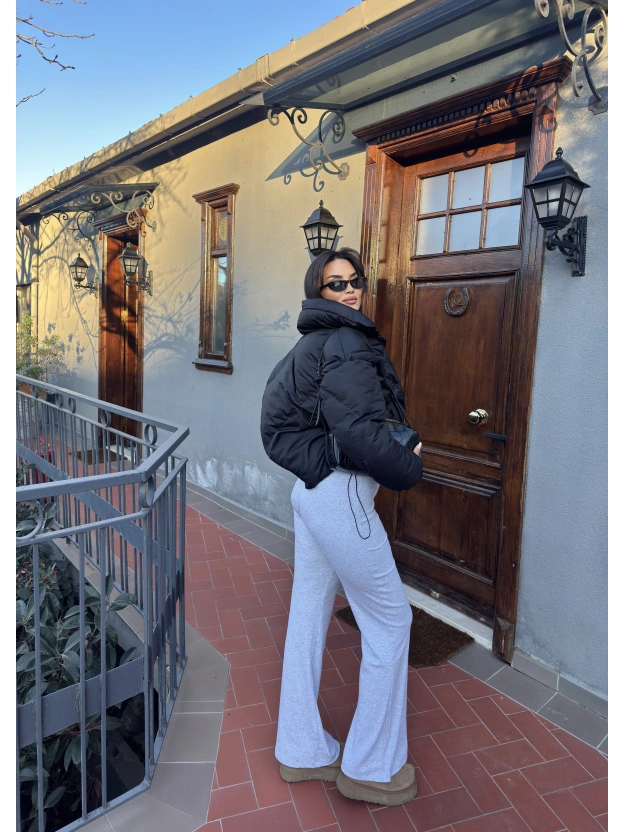 Gri Bağcıklı Tayt Pantolon