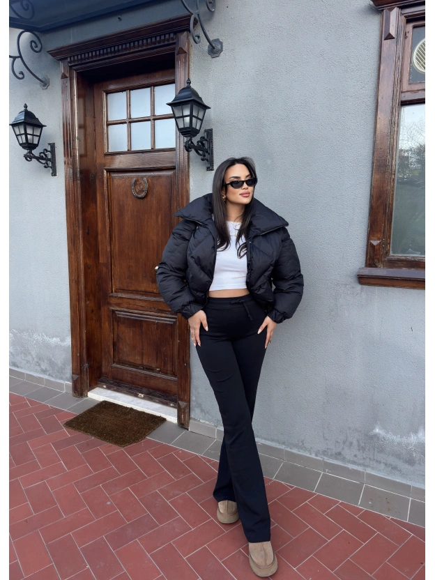 Siyah Bağcıklı Tayt Pantolon