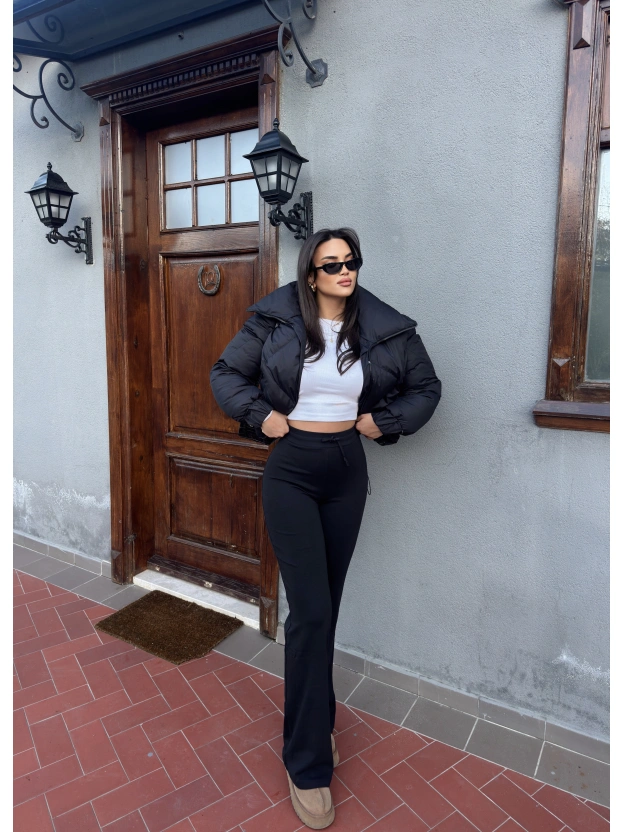 Siyah Bağcıklı Tayt Pantolon