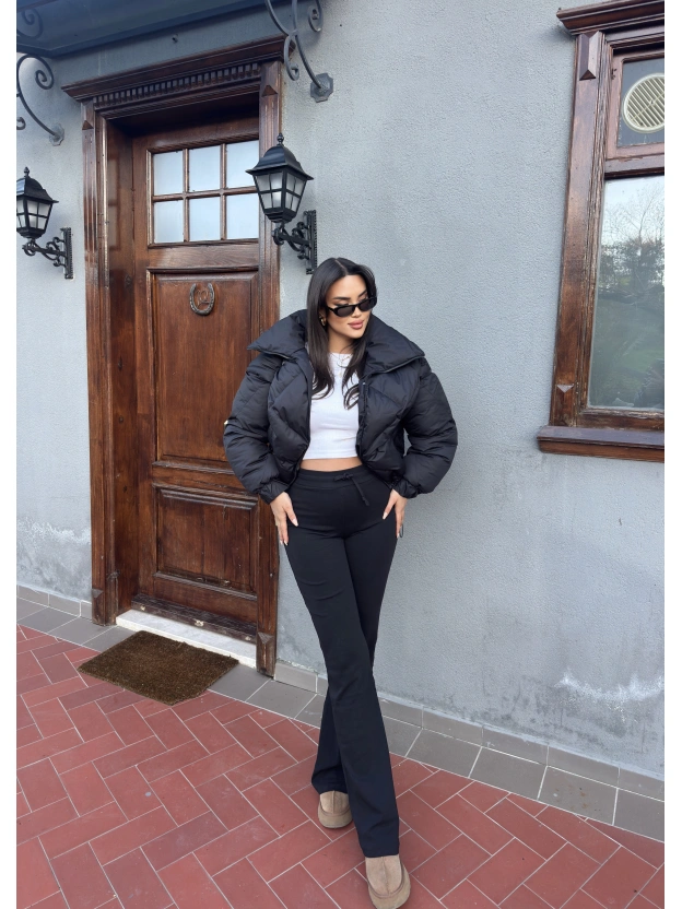 Siyah Bağcıklı Tayt Pantolon