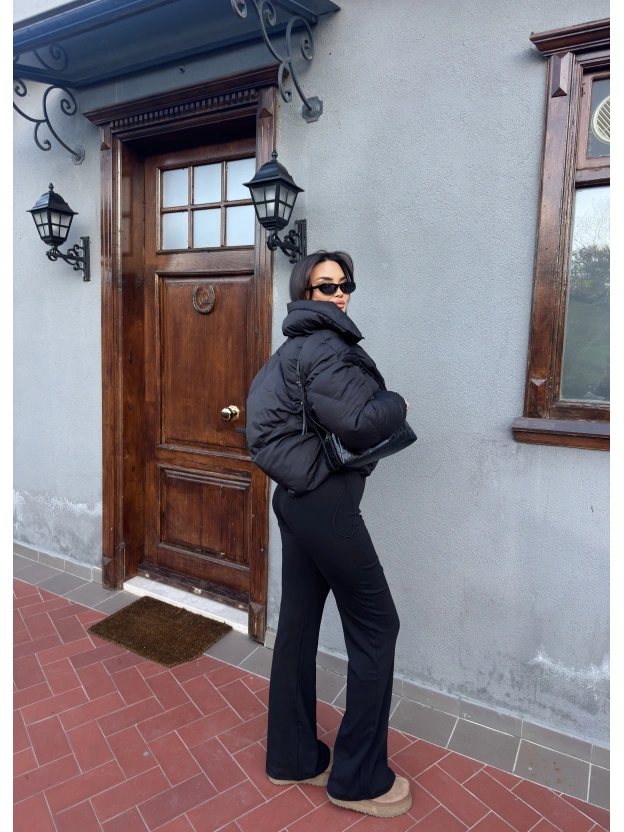 Siyah Bağcıklı Tayt Pantolon