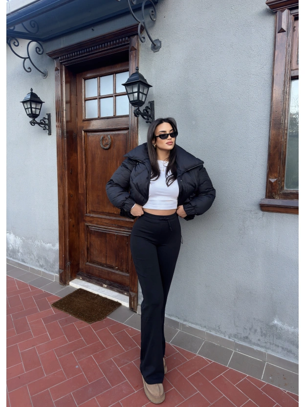 Siyah Bağcıklı Tayt Pantolon