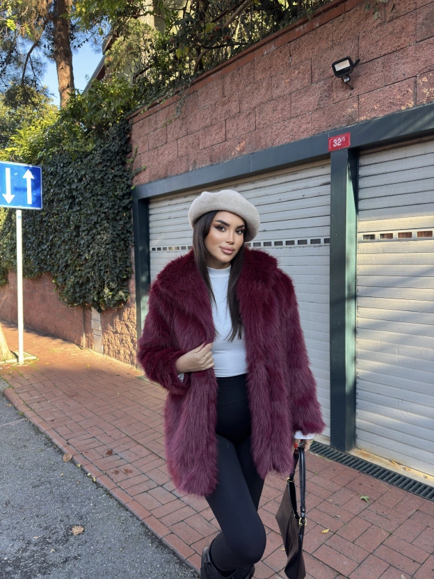 Bordo Uzun Premium Kürk