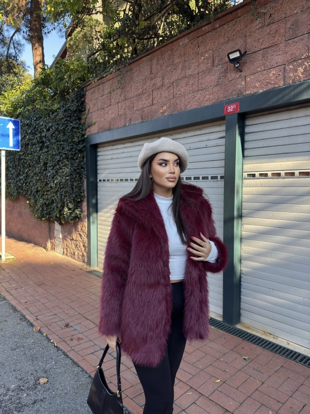 Bordo Uzun Premium Kürk