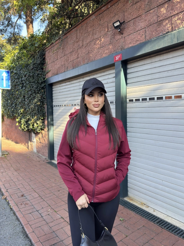 Bordo Kapüşonlu Range Mont