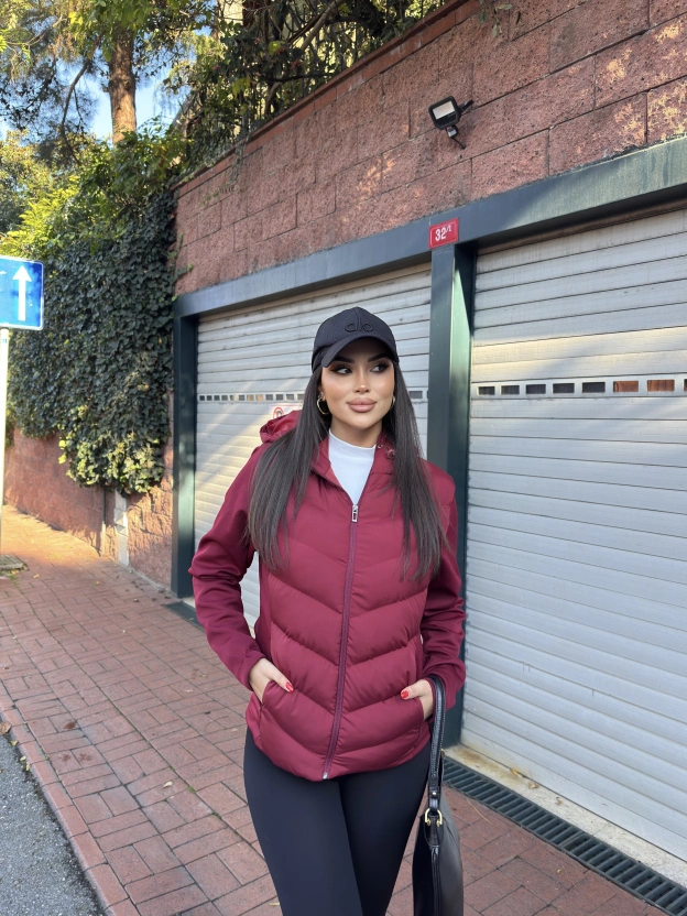 Bordo Kapüşonlu Range Mont