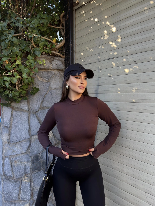 Kahverengi Yarım Balıkçı Sırt Balenli Crop