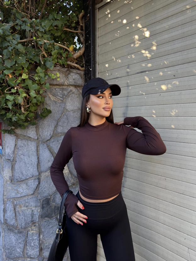 Kahverengi Yarım Balıkçı Sırt Balenli Crop