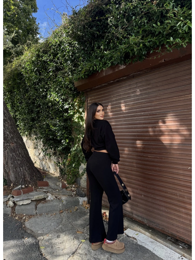 Siyah Bisiklet Yaka Yumoş Alt Üst Takım