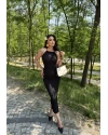 Siyah Boyundan Bağlamalı Bürümcük Uzun Elbise