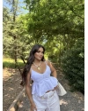 Beyaz Askılı Düğme Detay Basic Bluz