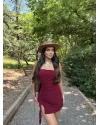 Bordo Straplez Tasarım Elbise