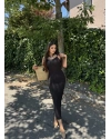 Siyah Uzun Askılı Bürümcük Elbise