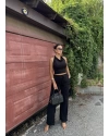 Siyah Degaje Yaka Alt Üst Takım