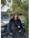 Siyah Crop Kürk Ceket
