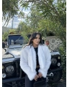 Beyaz Crop Kürk Ceket