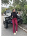 Bordo Bel Katlamalı Brshk Yumoş Tayt Pantolon