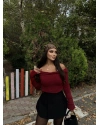Bordo Madonna Yaka Yumoş Kazak