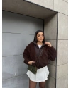 Acı Kahve Oversize Peluş Mont