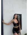 Siyah Payetli Şort Büstiyer Takım