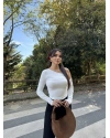 Beyaz Tek Omuz Crop