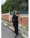 Siyah Tek Kol Tokalı Uzun Elbise