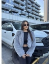 Gri Crop Kürk Ceket