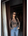 Leopar Transparan Bluz