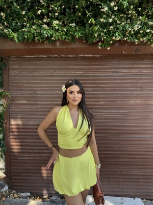 Sarı Büstiyer Etek İkili Takım