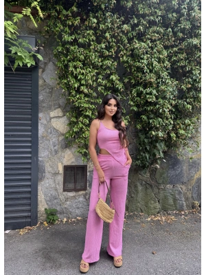 Pembe Tek Omuz Asimetrik Takım