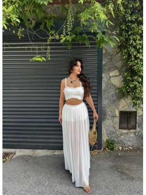 Beyaz Tül Etek Büstiyer Takım